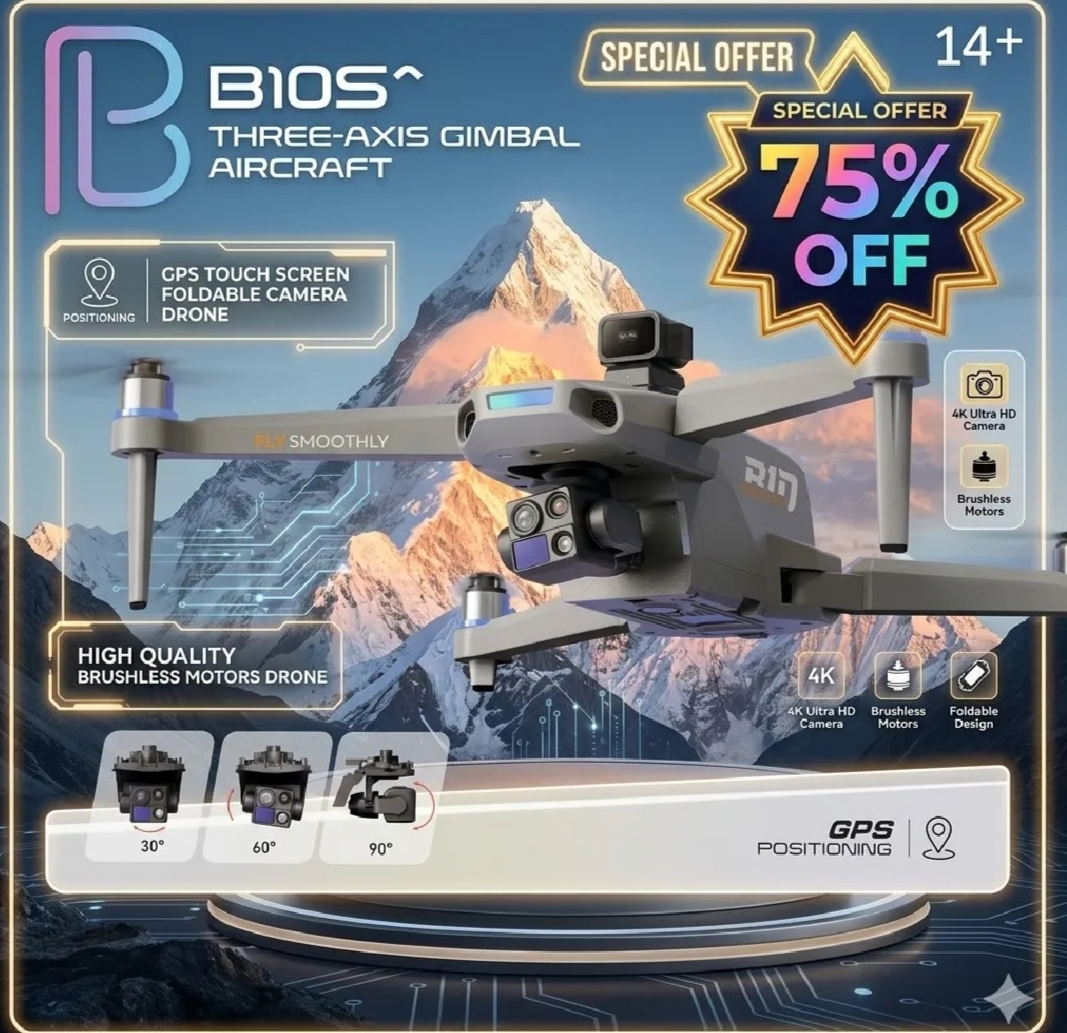 B10S GPS Touch Screen Foldable Camera Drone with 3-Axis Gimbal | Brushless Motor HD Camera Drone | Smart Flight & Stable Aerial Photography
