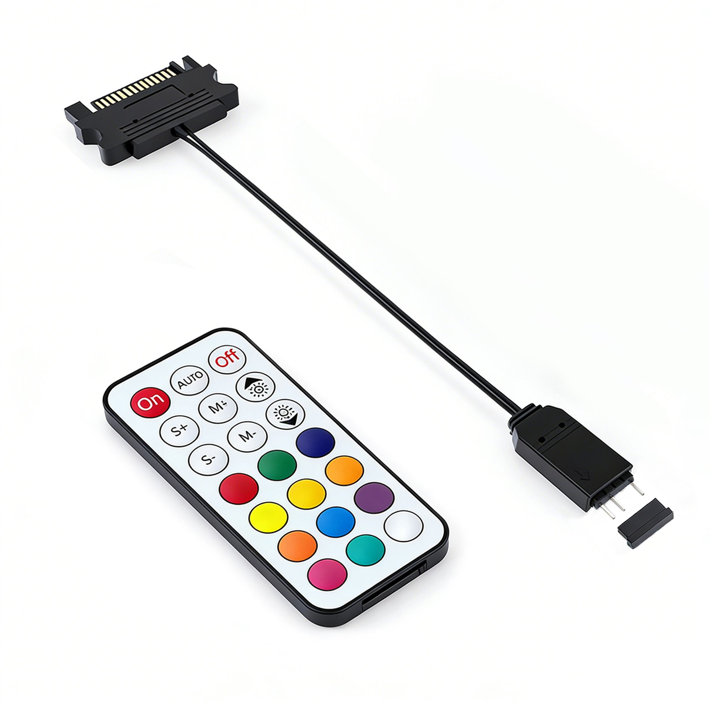 5V 3Pin SATA ARGB Controller with Remote, RGB Fan Light Adapter for PC Case, Addressable LED Control