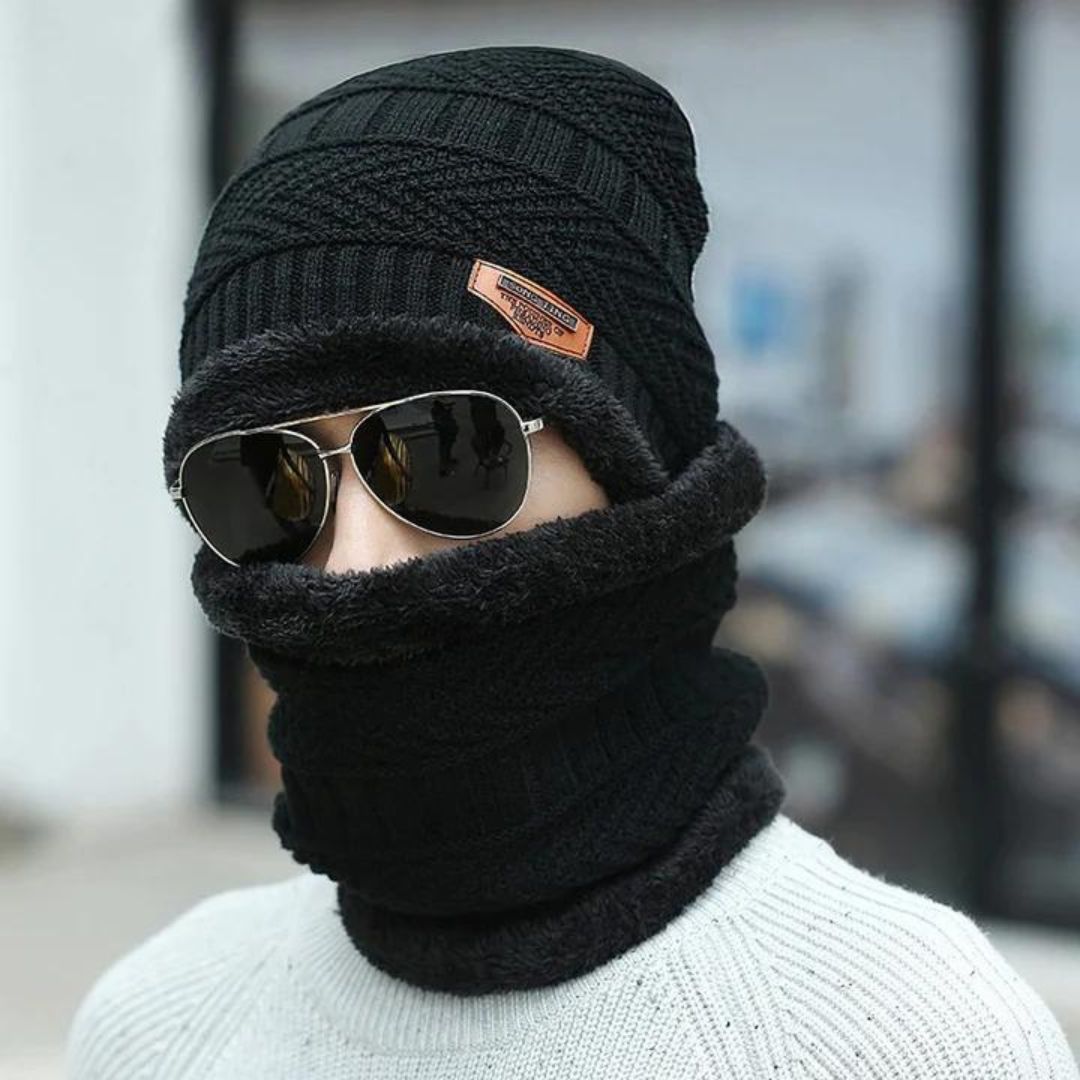 Beanie cap-Wool cap with neck warmer for men women| Winter cap for Unisex |Warmer Winter Beanie Cap Neck Warmer Beanie Full Set