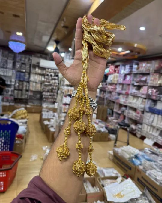 Traditional Punjabi Paranda for Women - Premium Gold & Silver Gota Hair Tassel with Latkan, Jhumka & Mirror Work | Bridal Mehndi, Mayon, Wedding & Festive Hair Accessory Braiding Ponytail Dori (Pack of 1)