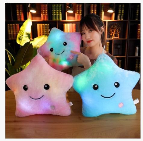 Creative Toy Luminous Relax Body Pillow Soft Stuffed Plush Glowing Colorful  Star Shape Cushion Led Light Night Light Toys Gift For Kids Children Girls  7 Colour Changeable bedding bed gift girl present