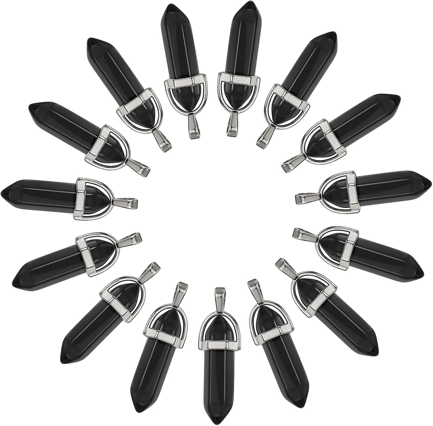10 Pcs Hexagonal Crystal Pendant, Quartz Point Natural Stone Pendant Gemstone Necklace Beads Jewelry Quartz for Women Necklace J