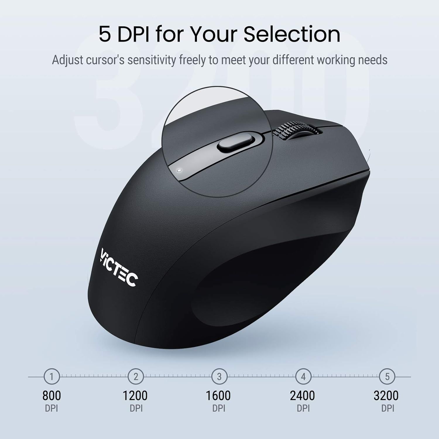 Wireless Mouse ViCTEC Model no:3200 DPI, ergonomic 2.4Ghz