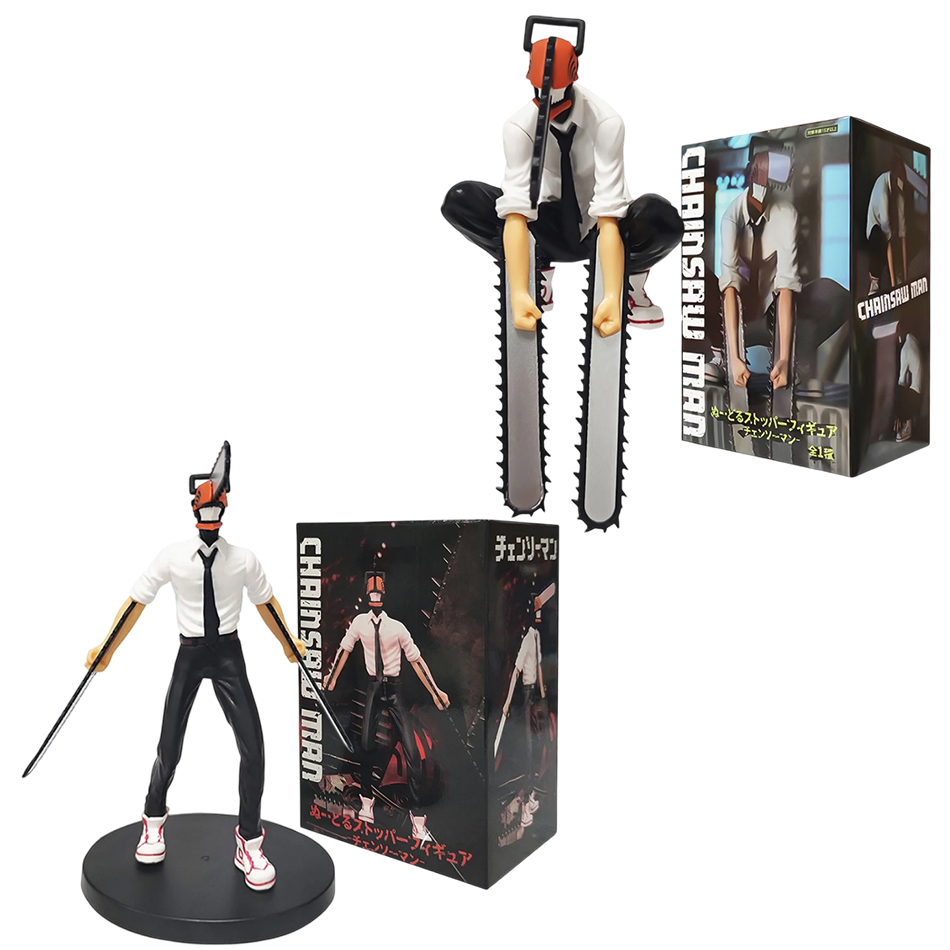 Anime Chainsaw Man Denji Figure Set 2PCS PVC Action Figures Car Decoration Toy