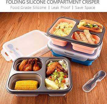 Silicone Foldable Lunch Box | Collapsible Food Storage Container | Reusable Portable Lunch Box | High Quality