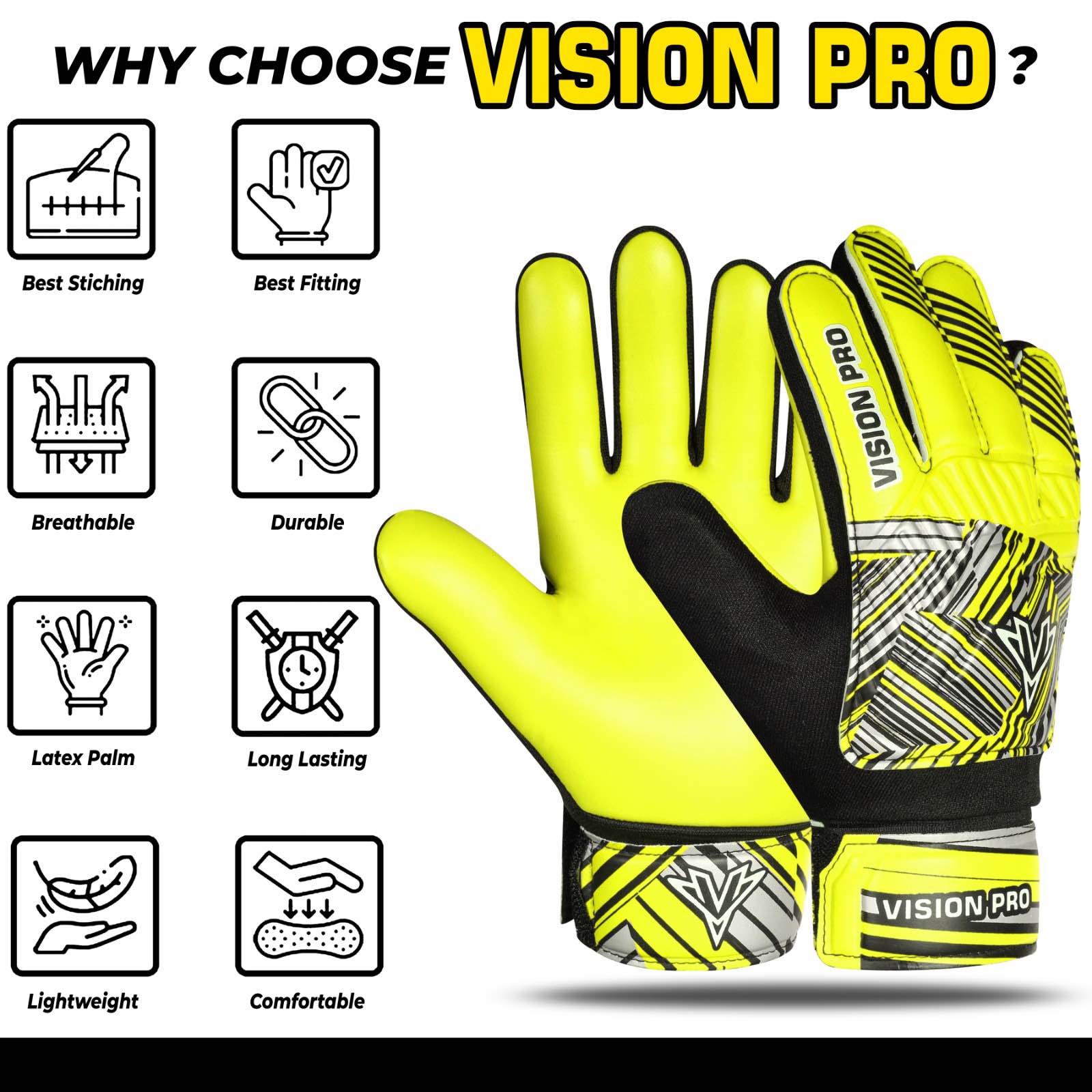 Kids Goalkeeper Gloves Soccer Goalie Football Glove Super Grip Double Wrap Wristband Training Gloves youth Sizes For Boys and Girls