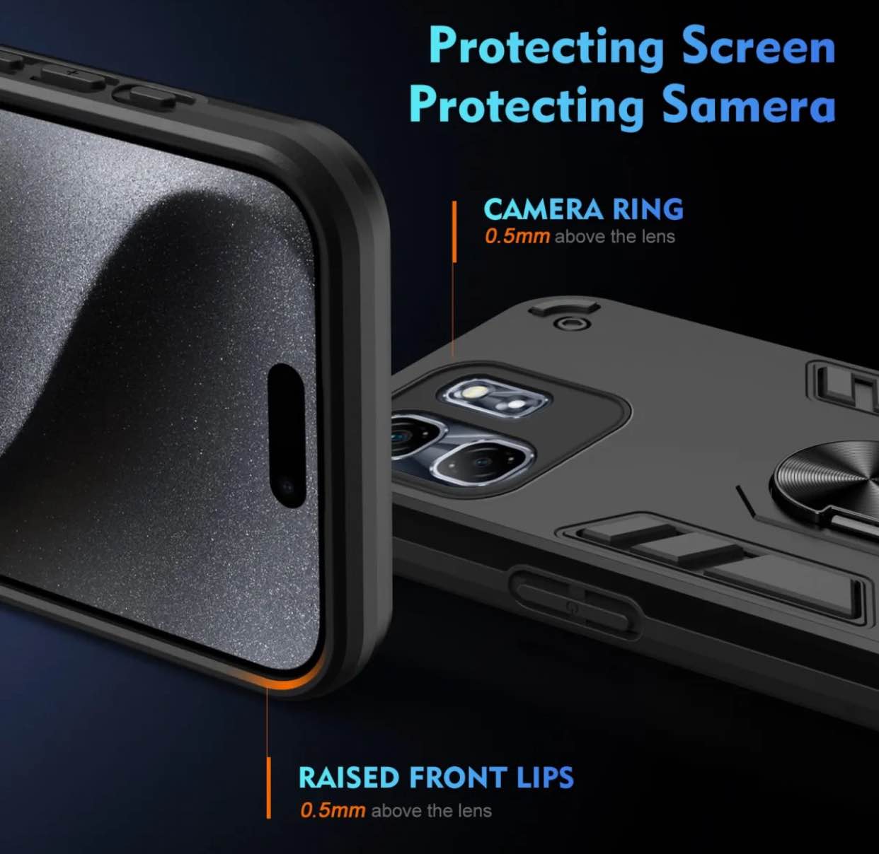 Infinix Smart 10 Armor Ring Stand Back Cover | Premium Shockproof Protective Case | Camera Protection | Luxury Mobile Cover