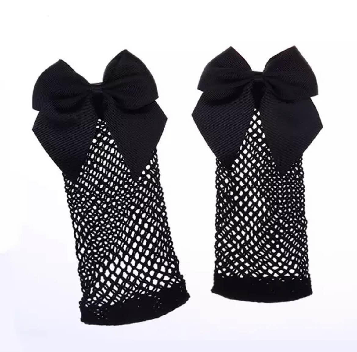 Stretchable Kids Fishnet Bow Socks - Free Size
