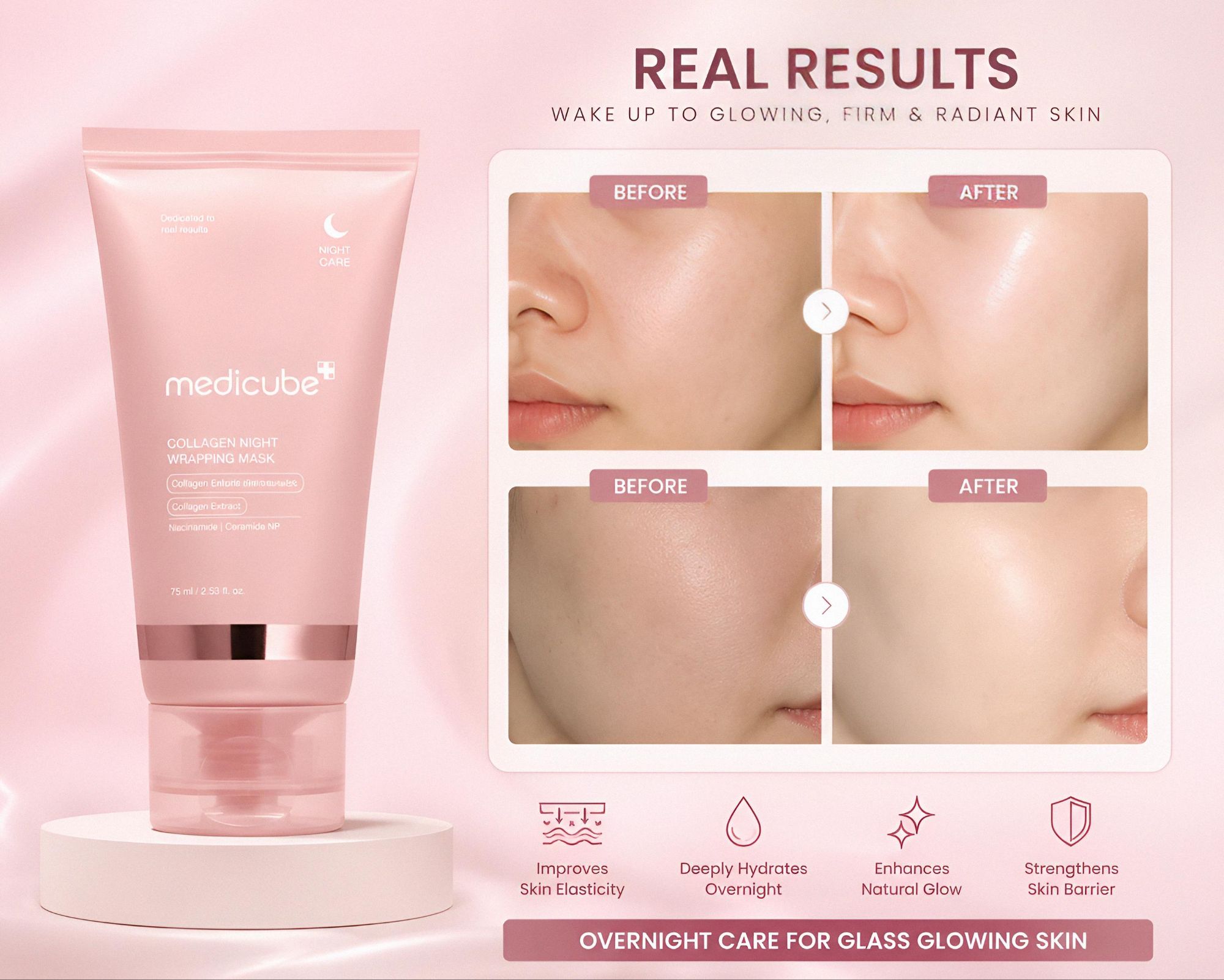 Medicube Collagen Night Wrapping Mask 75ml | Overnight Collagen Face Mask | Hydrating & Skin Care Sleeping Mask