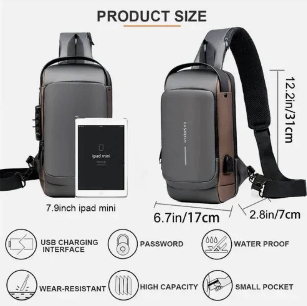 Anti Theft Boys Crossbody Bags Anti Theft with Password Lock