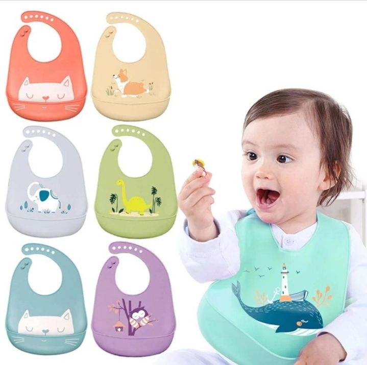 Waterproof Baby Silicone Bibs Kids Feeding