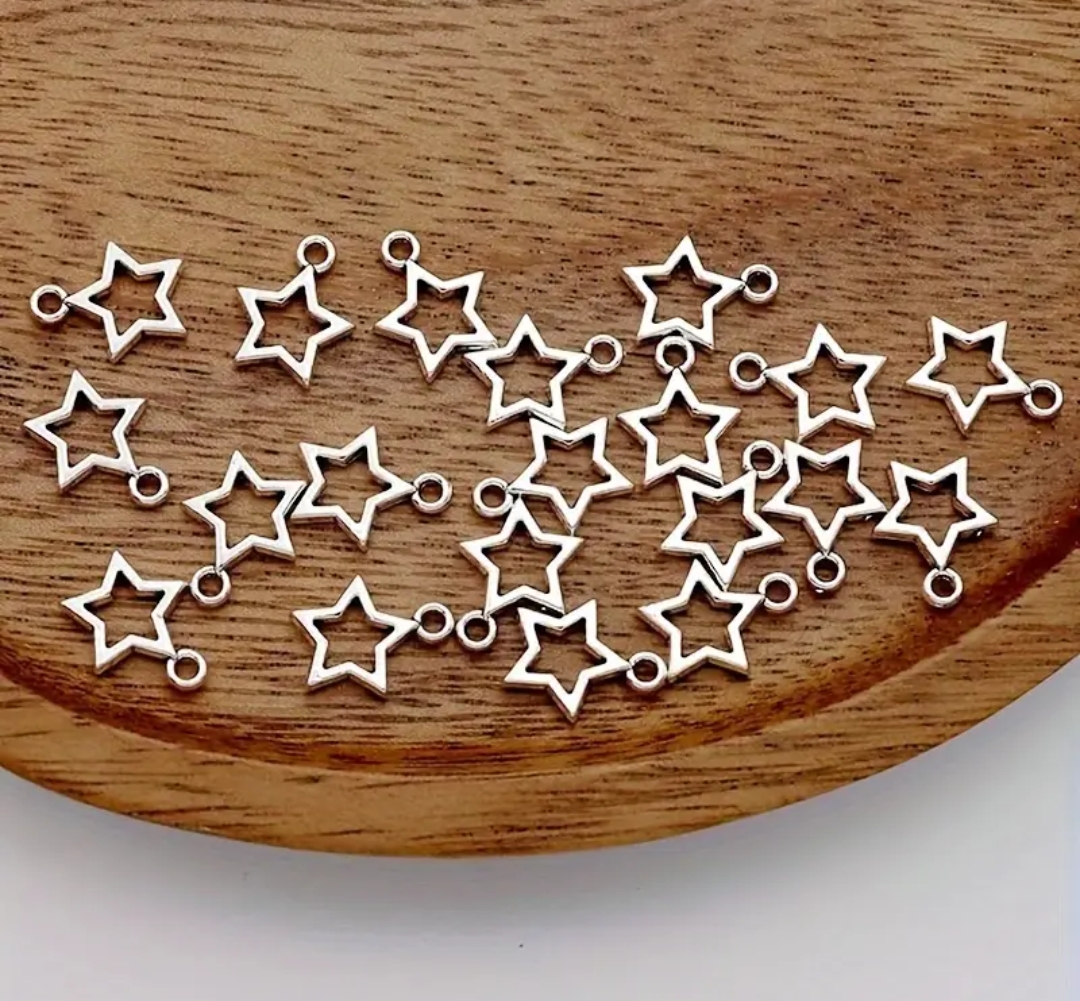 50pcs_500pcs Hollowing Star Charm Zinc Alloy Hollow Star Love Ancient Silvery Tibetan Silvery Making Bracelet Earrings Necklace Hollow Star Pendant Handmade