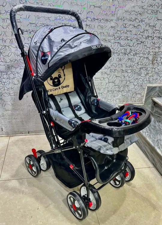 A High-Quality Foldable Baby Stroller with Fancy Pram, Double Handle, and Adjustable Buggy for the Modern Parent
