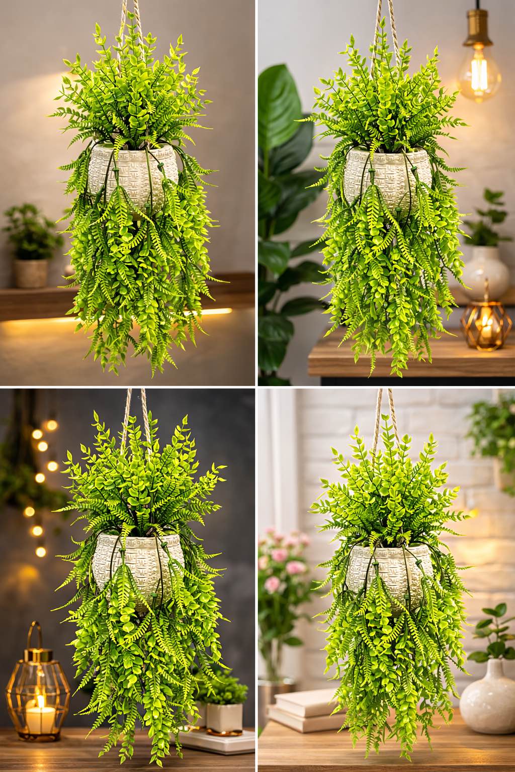 Artificial Hanging Plant with Decorative Pot – Home & Office Wall Hanging Green Plant Decor