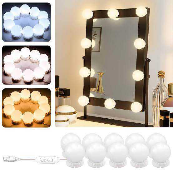 8 Bulb Vanity Mirror Lights – USB Operated LED Makeup Lights | 3 Color Modes