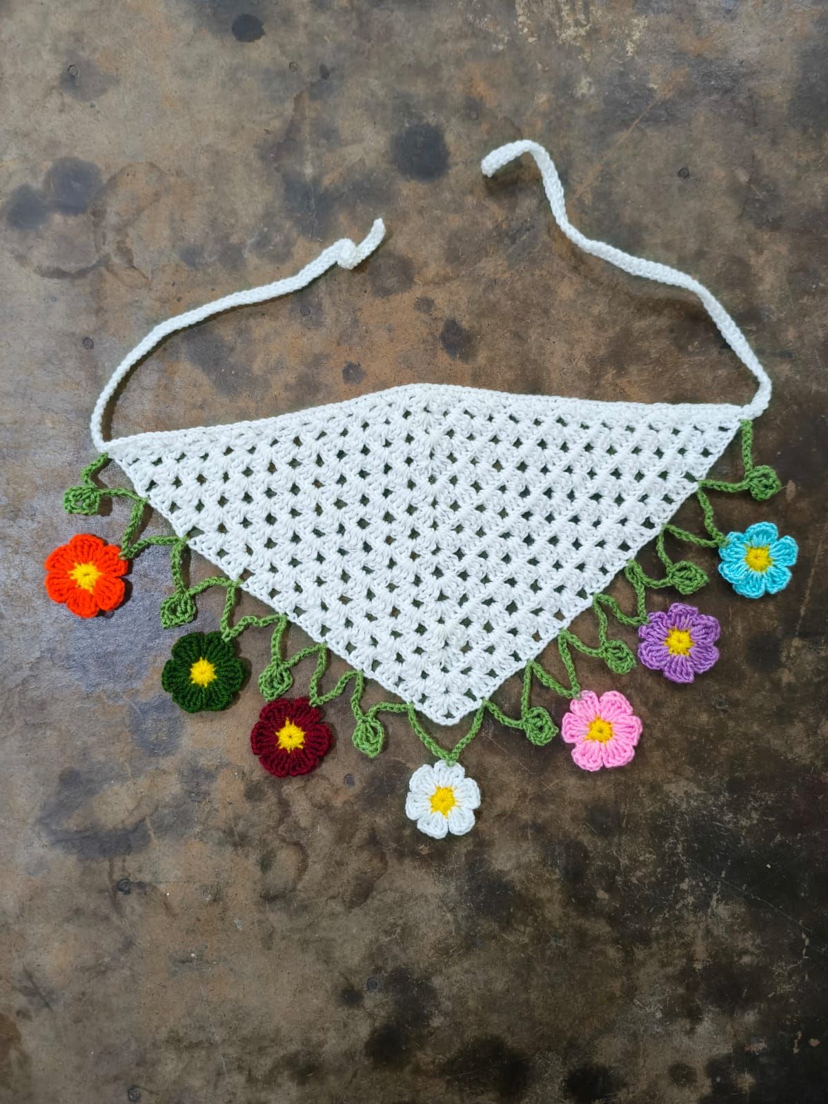 Handmade Crochet Bandana Head Scarf Boho Hair Accessory