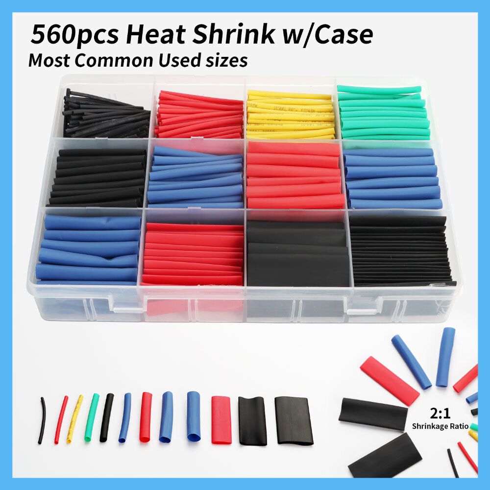 Heat Shrink Tube Kit 328PCS / 560PCS / 750PCS Assorted Sleeving Set | Insulation Tubing Box | Wire Protection Kit | DIY Electronics, Arduino, RC, Automotive