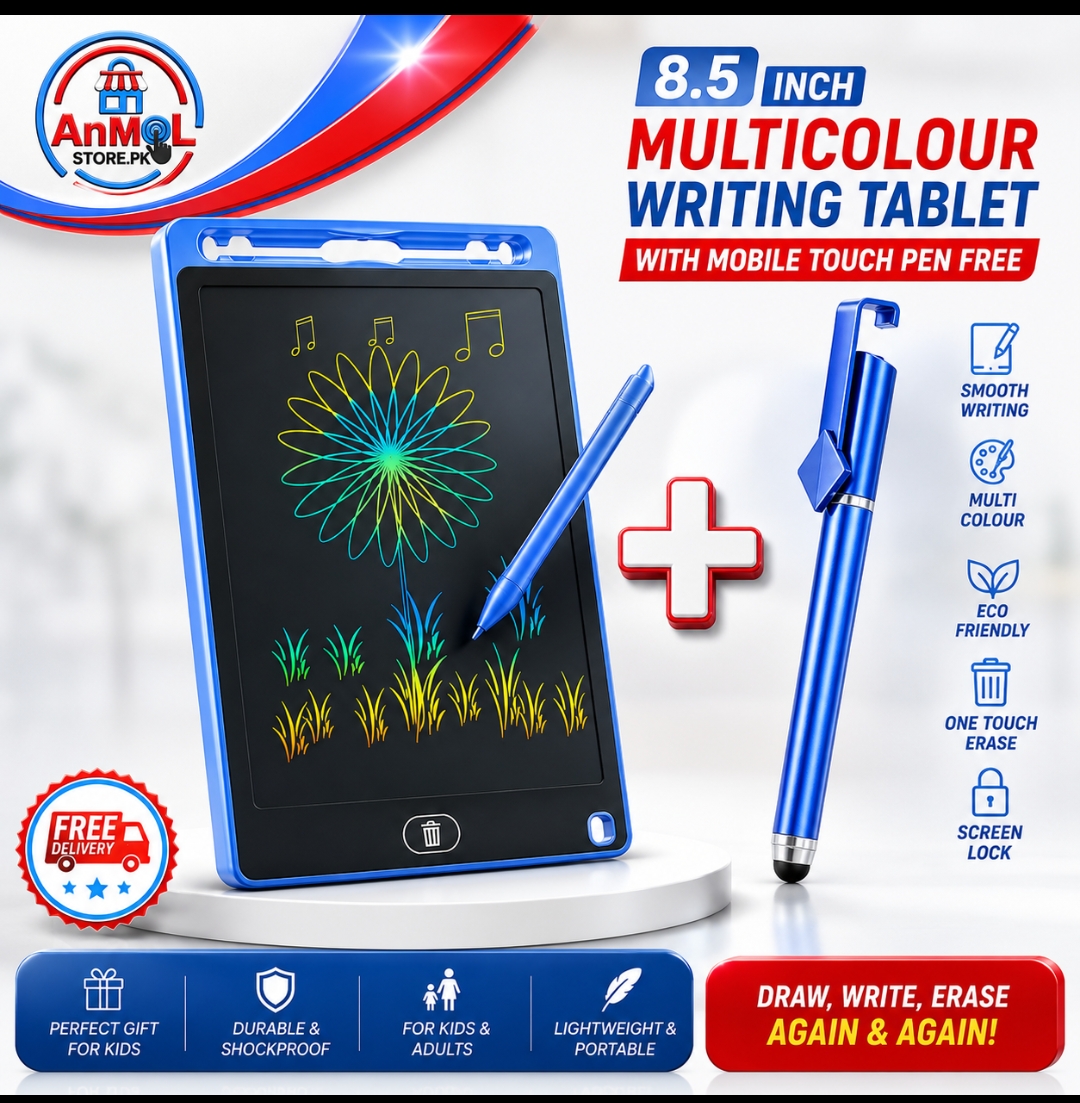 8.5 Inch LCD Multi Writing Tablet with Touch screen pen Free Electronic Slate E-writer Digital Memo Pad Erasable Writing Board Learning Toys And Gadgets For Educational And Daily Life Routine Notebook Purpose  Gift for School Boys and Girls Students