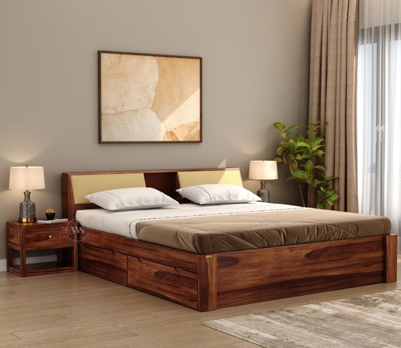 Walken Sheesham Wood Bed without Side Tables