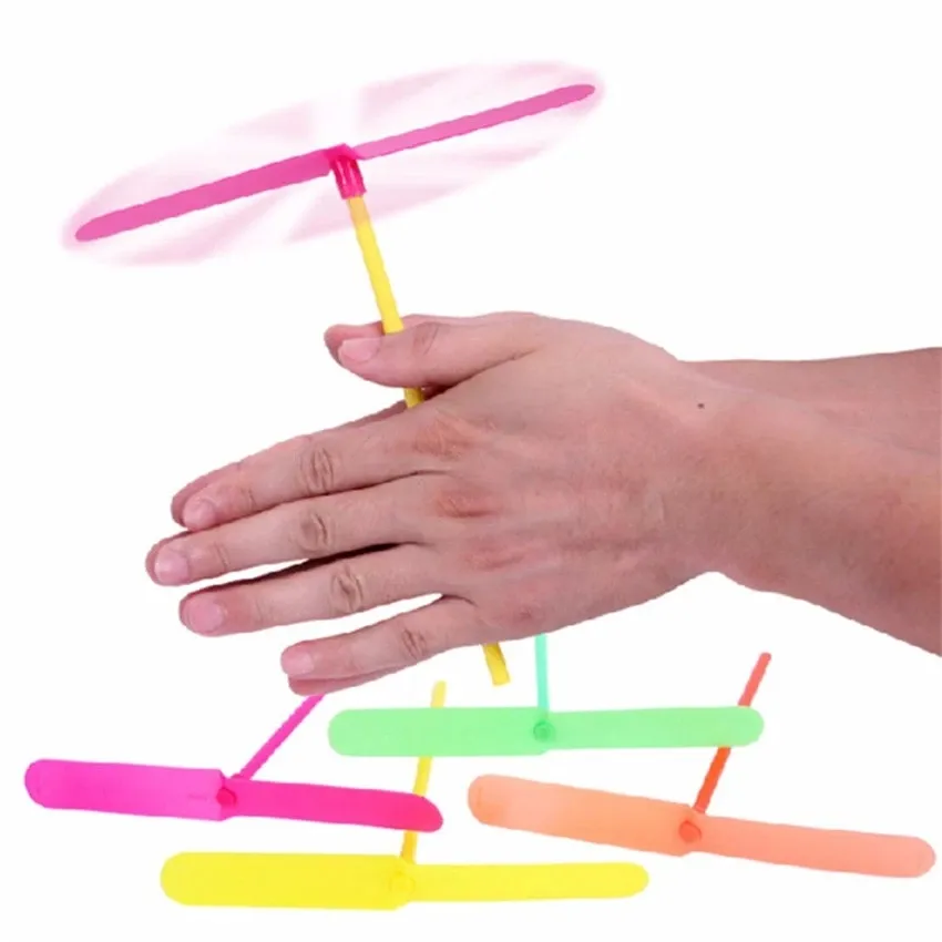 HOT DEAL NO 1 10/20/100pcs Novelty Plastic Bamboo Dragonfly Propeller Outdoor Classic Toy Kid Gift Rotating Flying Arrow Multicolor Random Color