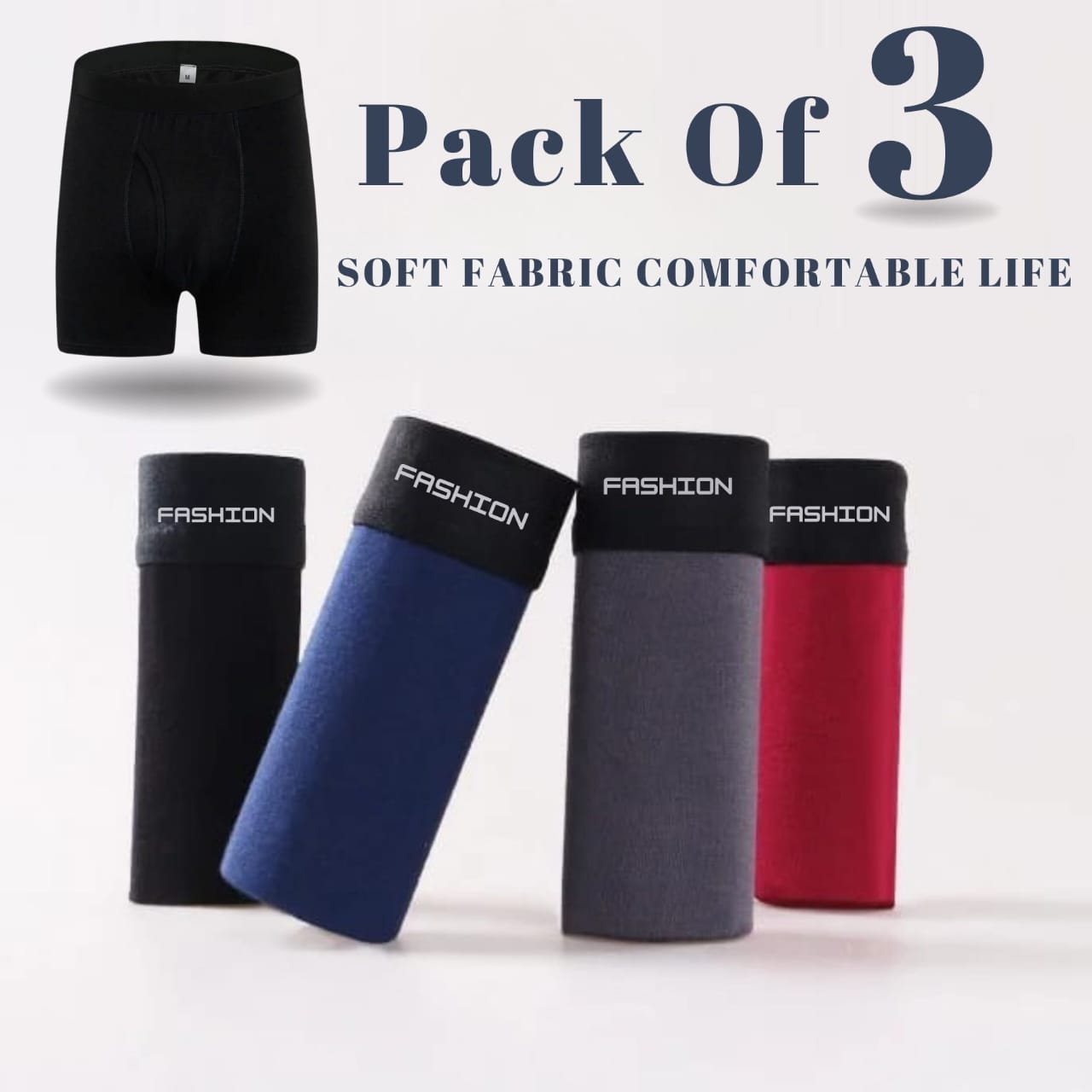 Pack Of 3 Underware Boxers For Mens| Underware Boxers For Boys | Brief Underware For Mens | Pack Of 3 - Random Colors