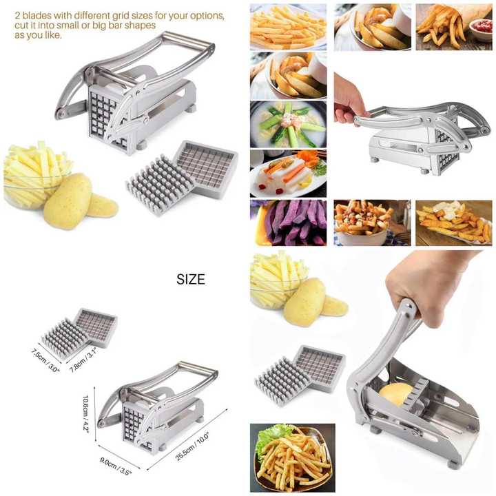 Potato Chips Cutter | French Fries Cutter | Stainless Steel Potato Slicer | Vegetable Cutter | Manual French Fry Maker | Kitchen Chopper