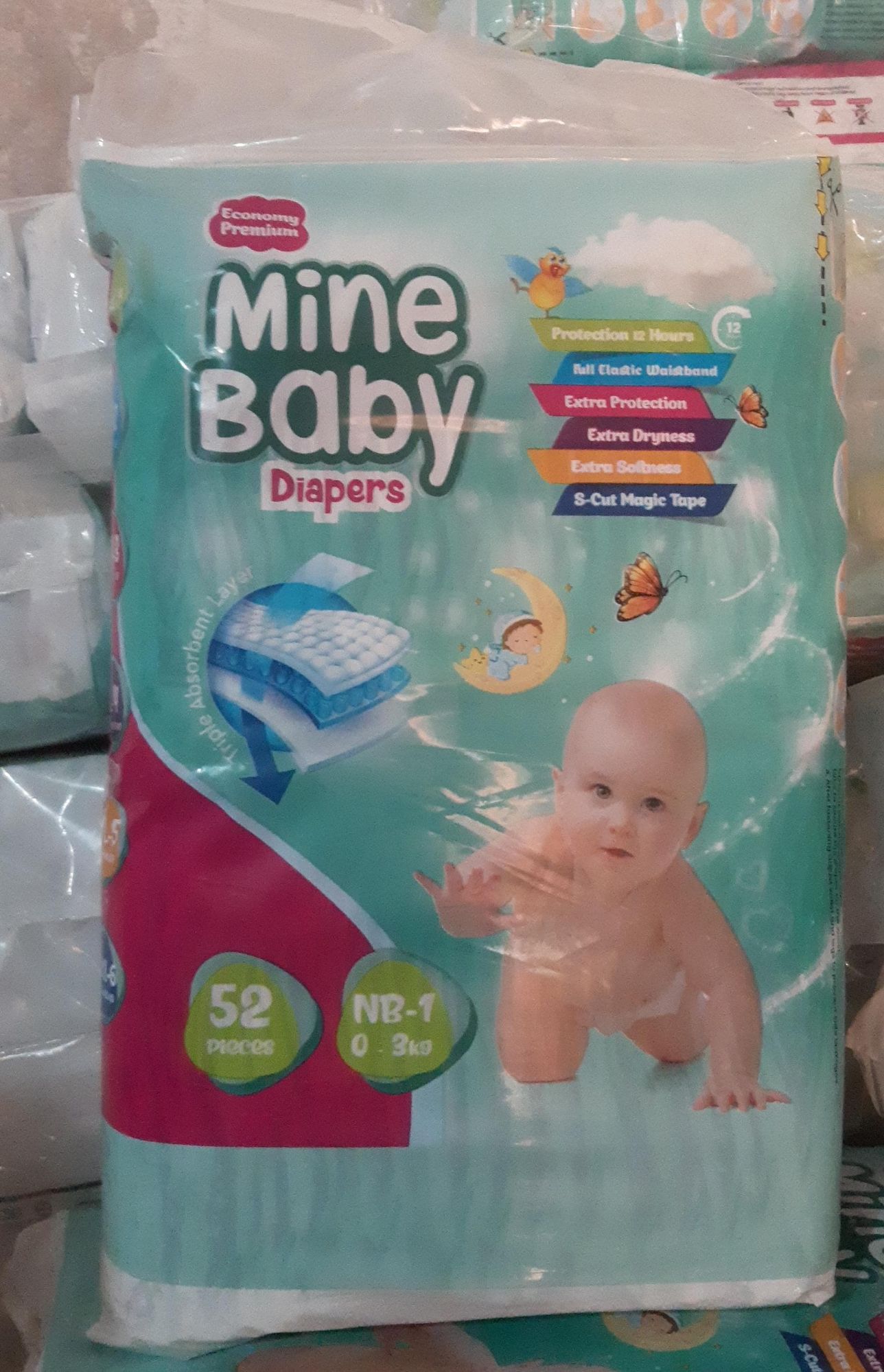 Mine Baby Diaper Economy Pack N.b 52Pcs Daraz.pk