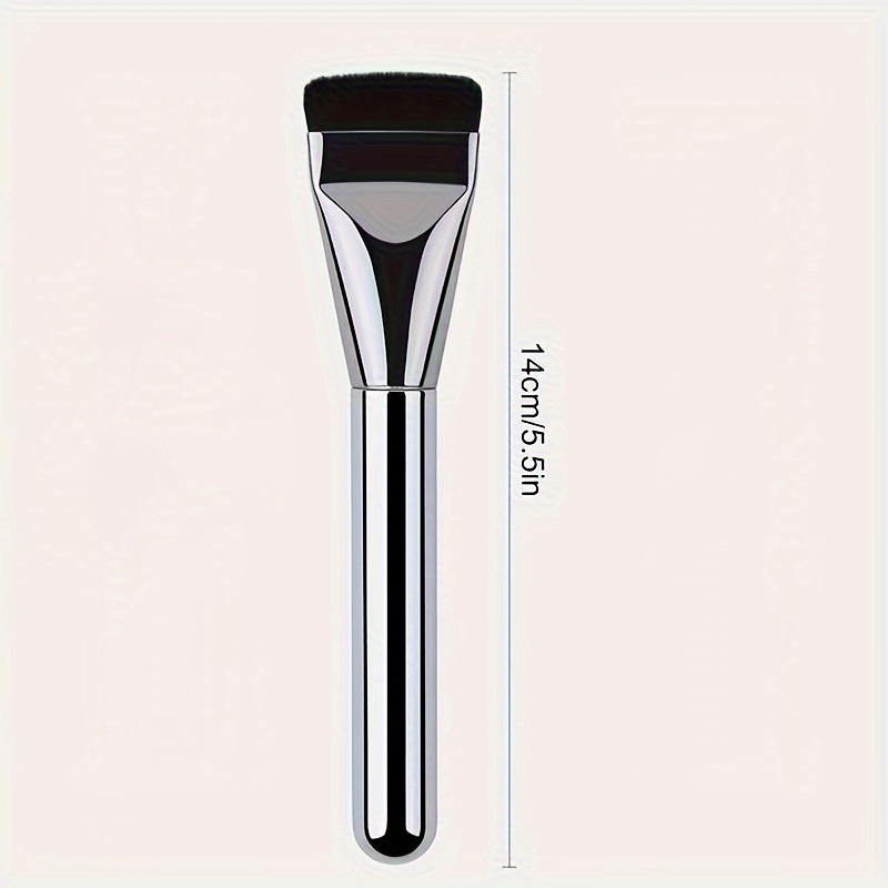 2-pack Silver Flat Head Foundation Brushes, Ultra-fine Bristles, Nylon Hair Makeup Tools, Suitable For Liquid Foundation