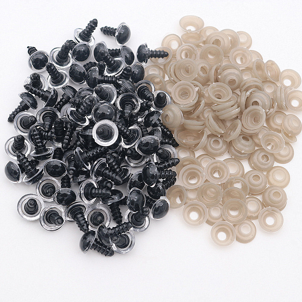 50pcs 8mm 10mm 12mm Colorfull Plastic Safety Eyes with Washer for Amigurumi Doll Crochet Eyes DIY Craft Toys Animals Supplies