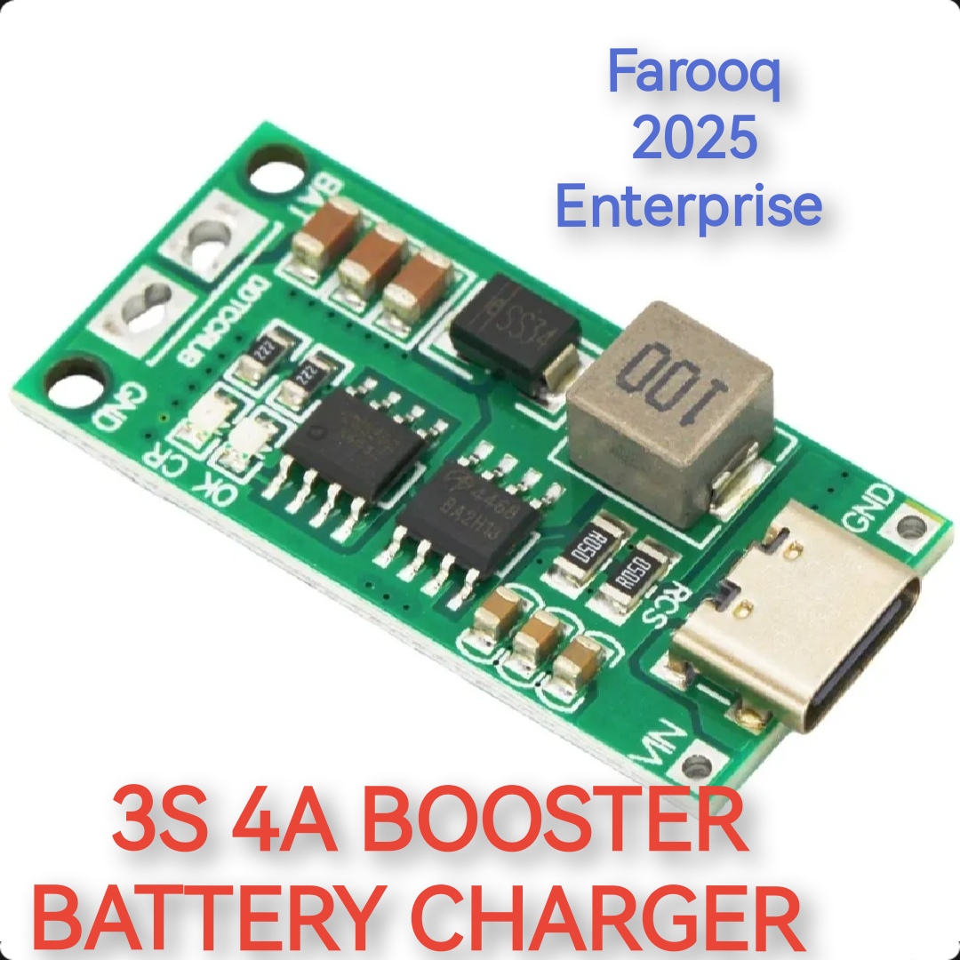 4A 3S Type C 11.1V Step-Up Boost LiPo Polymer Li-Ion Charger 12.6Vdc 18650 Lithium Battery
