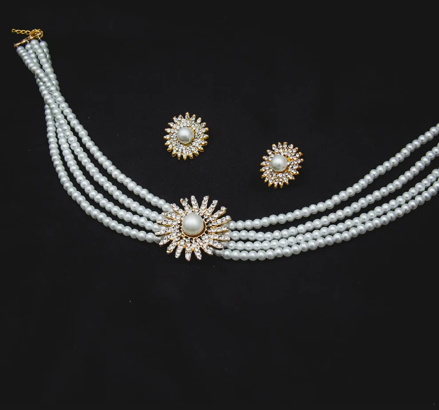Stylish White Pearls Necklace Set Stud With Earrings For Girls & Woman - Free Box