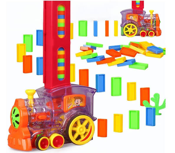 Kid's Domino Train Blocks Set, domino train blocks set building and stacking toy, Automatic Domino Train Set Kids Toy with Light and Sound Construction image 5