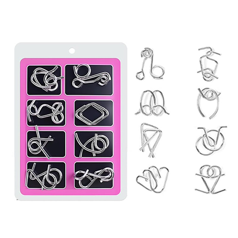 Metal Puzzle Mind Brain Teaser Magic Wire Rings Puzzles Game Disentanglement Iron Link Unlock IQ Test For Kids Educational Toys