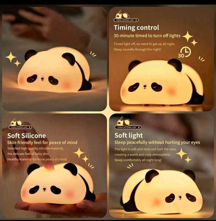 Cute Panda Silicone Night Light | Touch Control Nursery Sleeping Lamp | USB Rechargeable Kids Table Lamp | Baby Bedroom Night Light