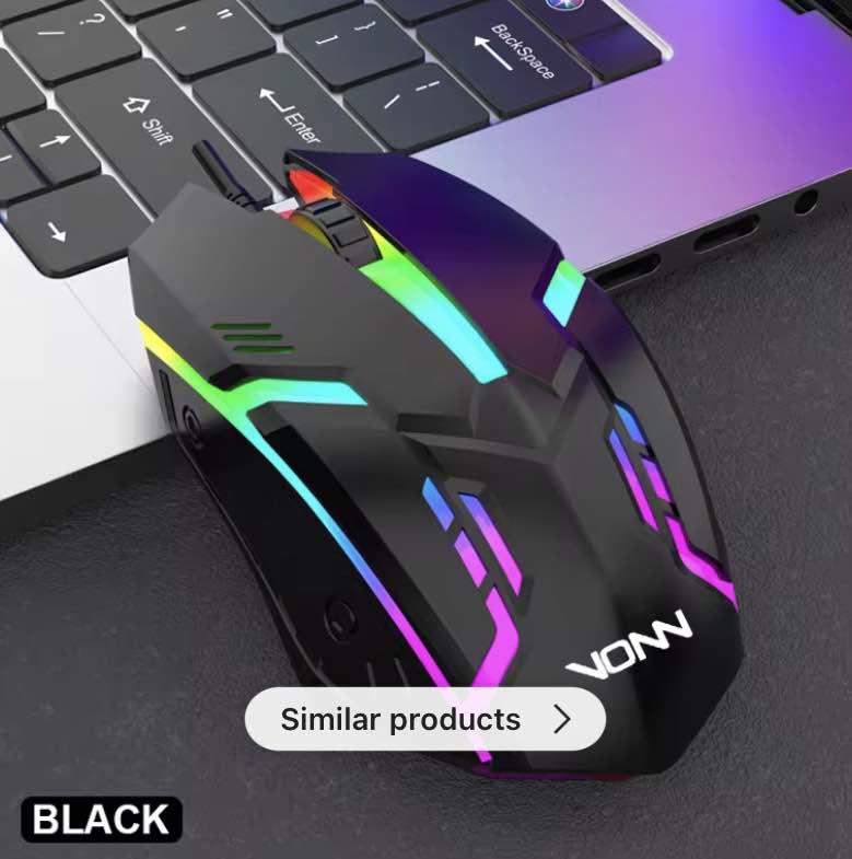Gaming Mouse RGB with 1600dpi - Breathing LED USB Wired Optical Computer Mouse with  Braided Wire including Side Buttons - Mouse with FREE Mouse Pad for laptop, PC, Gaming & Office Use by FunBug