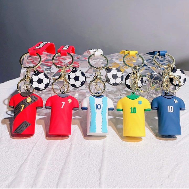 Football Jersey Keychain | Soccer Country Jersey Keyring | Messi Ronaldo Neymar Fan Keychain | Sports Bag Charm
