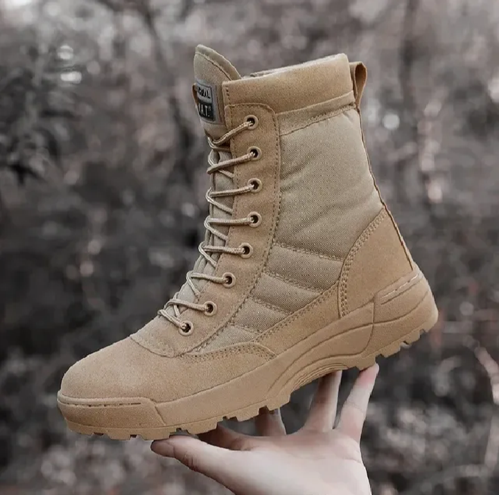 ‎Men’s Tactical Military Boots – Durable High Ankle Army Shoes with Zipper & Lace – Ideal for Polic, Security Guards, Patrolling & Hiking