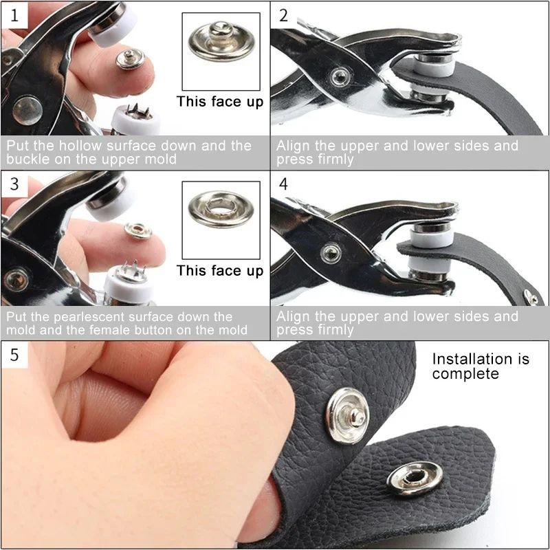 Plier pressing button_ Press Studs Pliers 9.5mm Metal Sewing Prong Rings Buttons Clip Pliers DIY Clothes Tool for Sewing Leather Rivets Bags Clothes