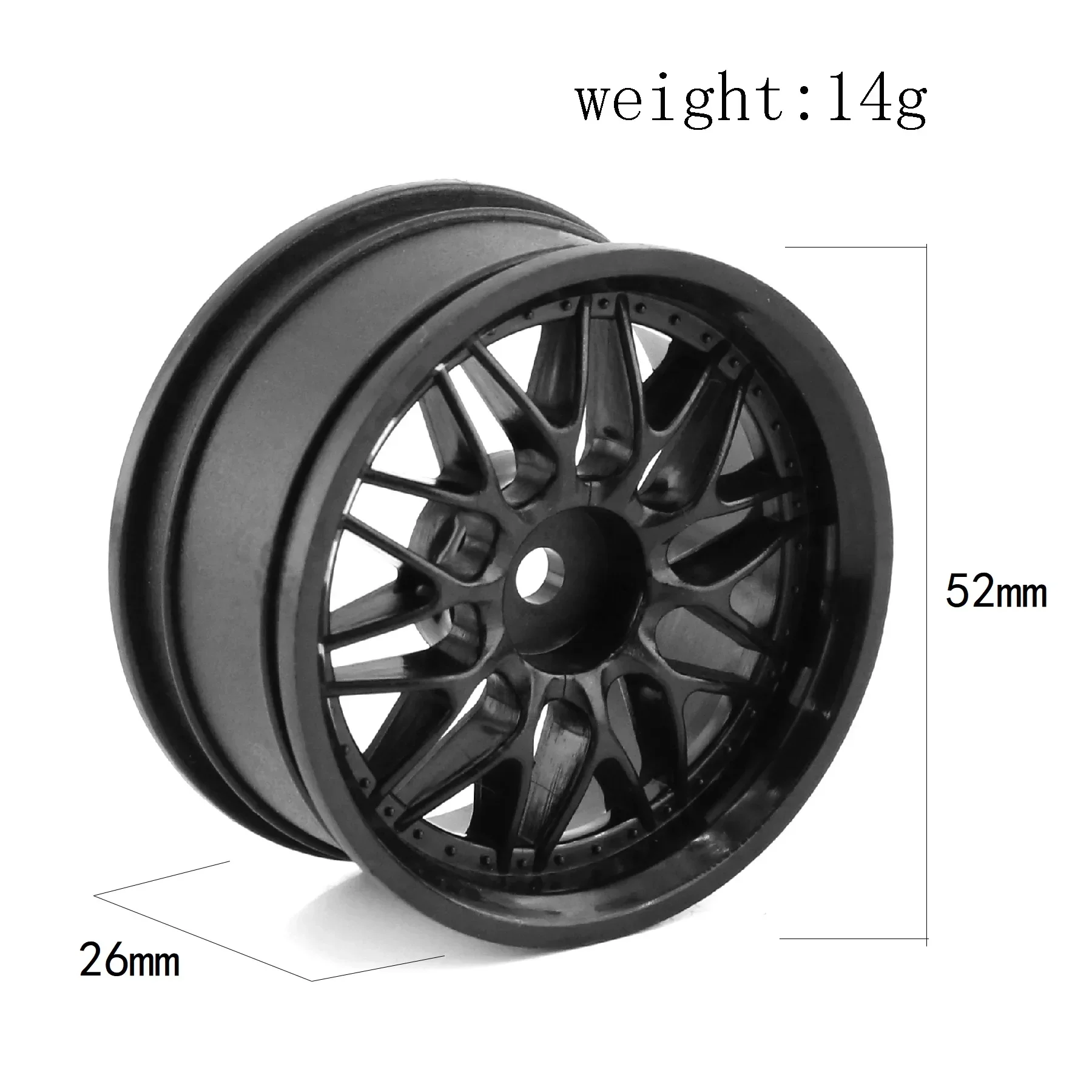 4PCS 52mm 1/10 RC Drift Wheel Rims Hubs for Tamiya XV02 Kyosho HSP HPI Sakura Traxxas RedCat, On-Road Racing