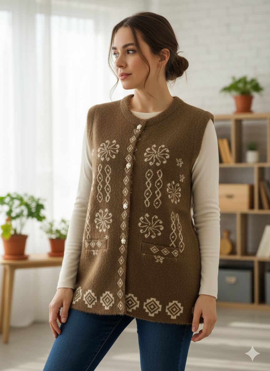 Crystal Wool ladies Sweater without Sleeves