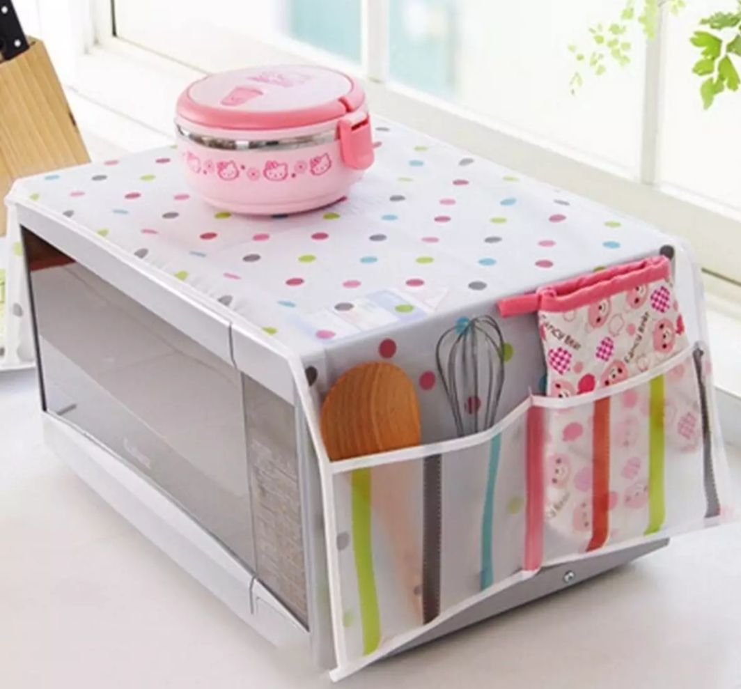 Microwave Dust Cover Water Proof Double Pocket Storage Bag microwave Oven Cover