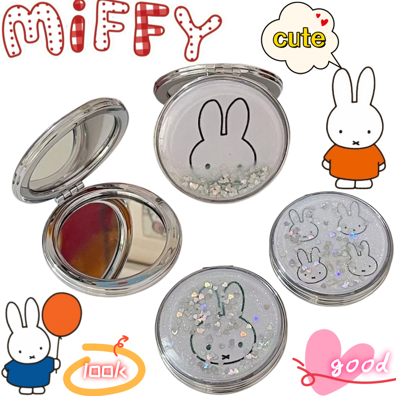 New Miffy Rabbit Mirror High Color Value Cartoon Printing Creative Student Portable Folding Handheld Beauty Double-sided Mirror