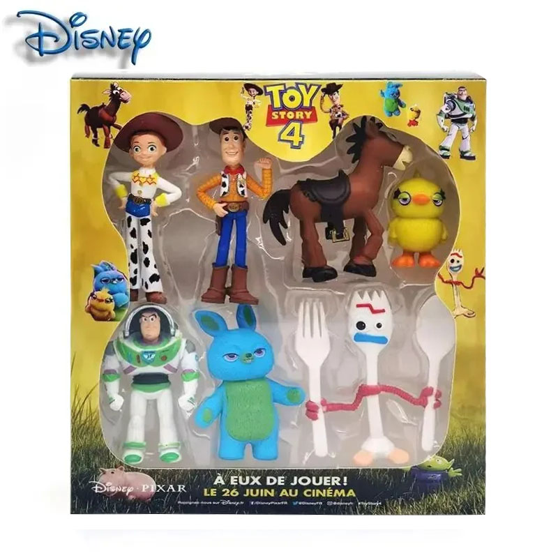 7Pcs Toy Story 4 Action Figures Toy Woody Jessie Buzz Lightyear Forky Pig Bear Figura Model Doll Figurine Boy Birthday  S