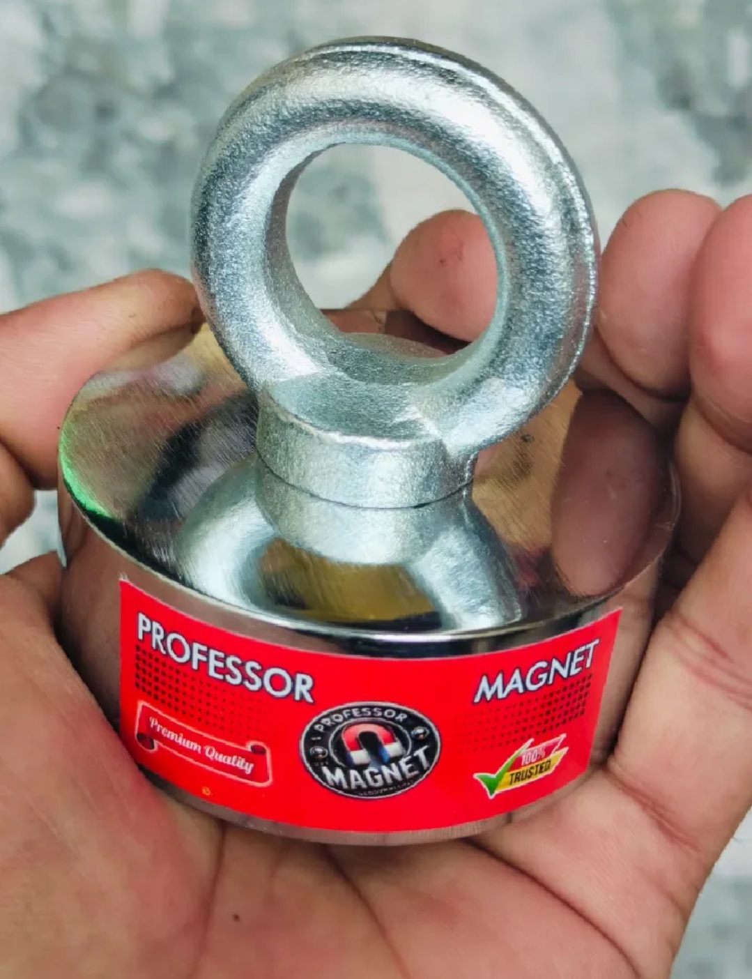 75mm Neodymium Fishing Magnet 100KG Pull Force with Eye Bolt | Heavy Duty Strong Rare Earth Magnet for Magnet Fishing, River Treasure Hunting & Metal Recovery