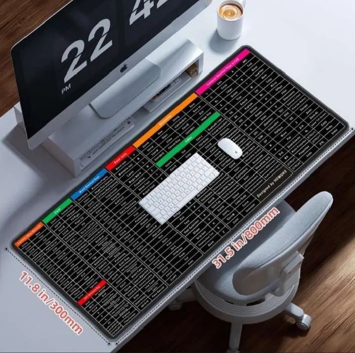Keyboard Shortcut Mouse Pad 800x300mm | Excel Shortcut Keys Cheat Sheet Reference Guide | Large Gaming Mouse Pad | Computer Learning Desk Mat for Beginners & Students | Office Productivity Workspace | Non-Slip Rubber Base