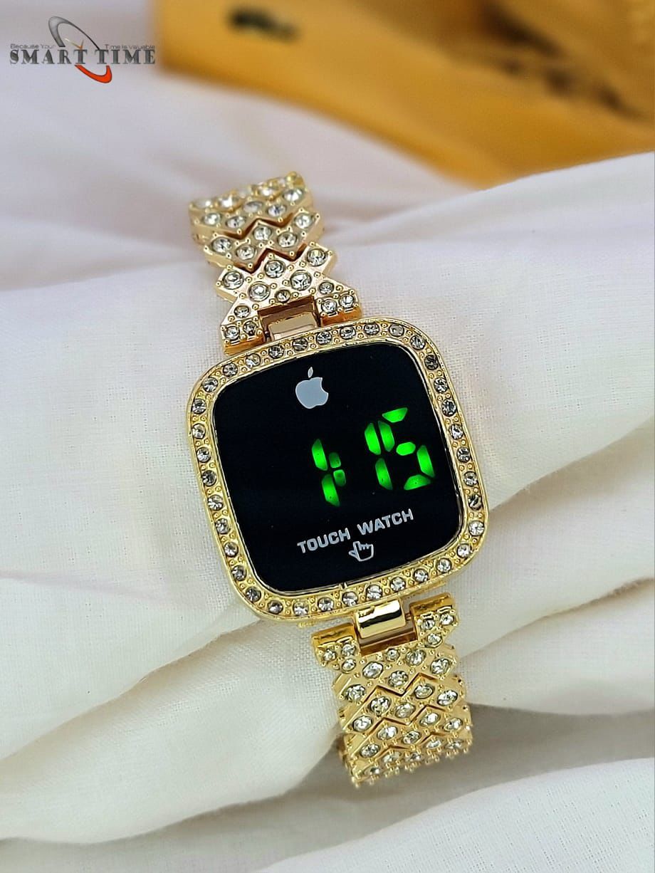 Hot Deal No.1 Full Diamond Touch Screen LED Watch – Steel Chain with Diamonds for Women & Girls