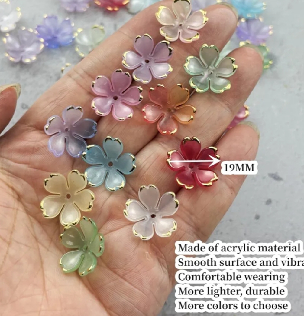 50pcs/100 Pcs  Vibrant Mixed Color Acrylic Flower Beads, 19mm - Ideal for DIY Jewelry & Women's Fashion Accessories Crafting, Charms for Jewelry Making