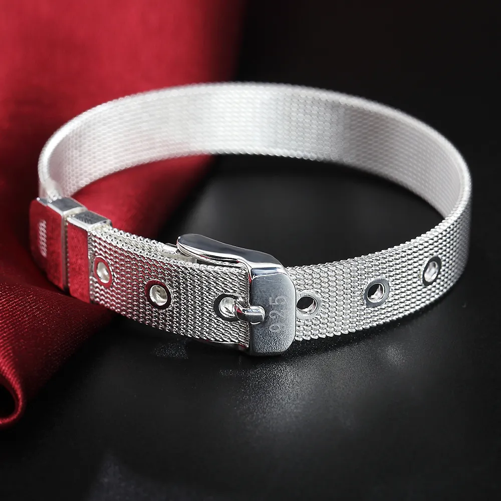 925 silver Fine Noble Jewelry Beautiful 10mm Watch style chain Bracelet For Woman Fashion Wedding Party 