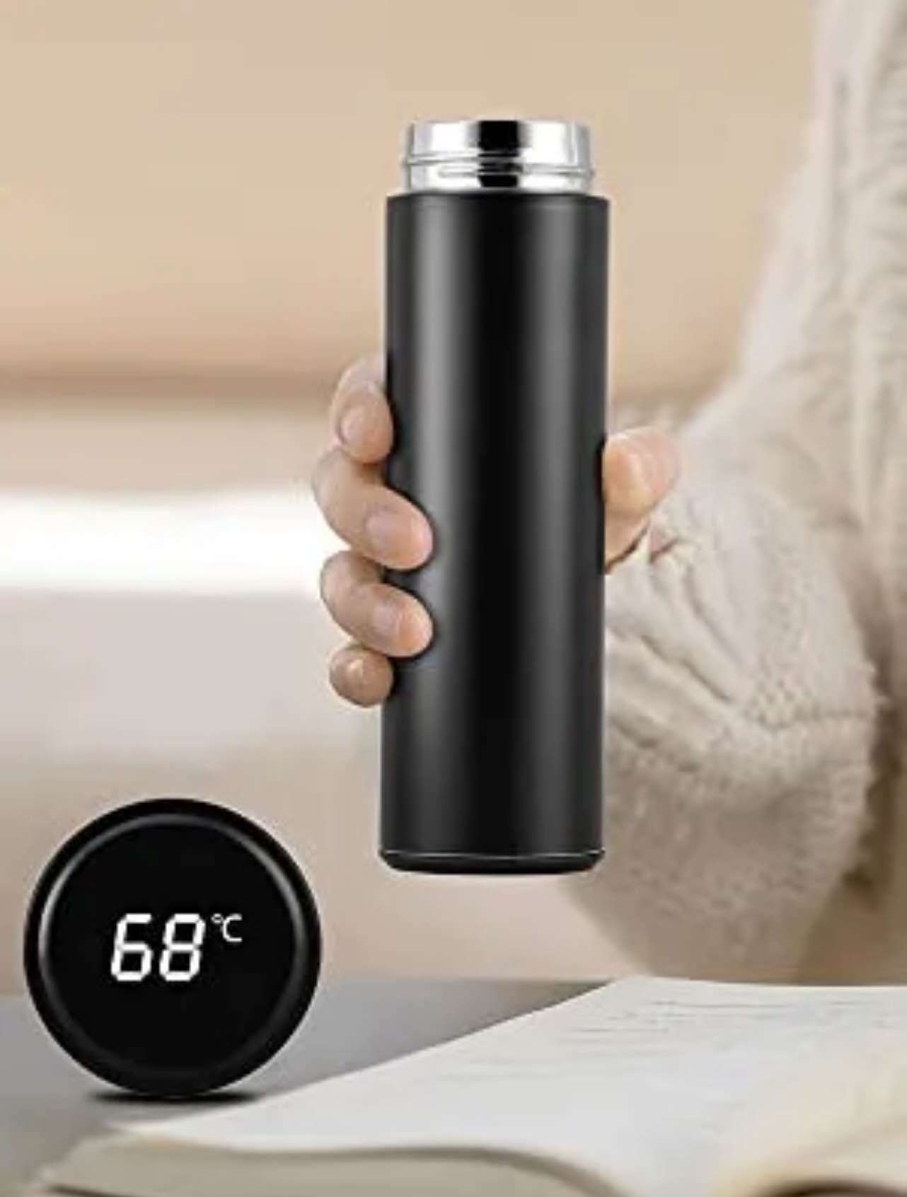 Temperature Water Bottle, LED Temperature Display, Hot Cold Vacuum Flasks, stainless Steel Thermos, LED 500ML Smart Thermos