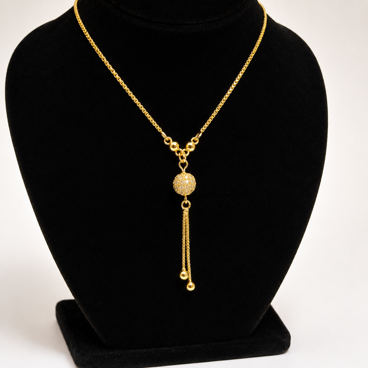 Golden Chain & Ball Shape Locket Necklace for Girls & Women